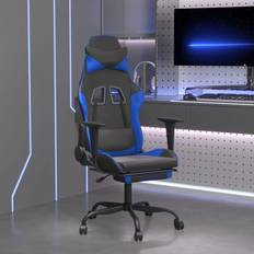 vidaXL Sedia da Gaming Massaggiante Poggiapiedi Nero e Blu Similpelle