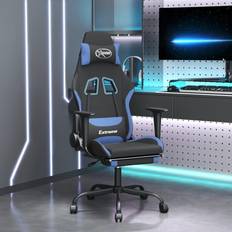 Sillas de juego vidaXL Silla Gaming De Masaje Con Reposapiés Tela Negro Y Azul