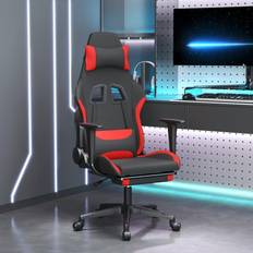 Gaming Chairs vidaXL drejelig gamingstol med fodstøtte stof sort og rød