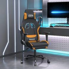 Nero Sedie da gioco saldi vidaXL Sedia da Gaming Massaggi e Poggiapiedi Tessuto Nero e Arancione