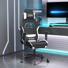 VidaXL Gaming-Stühle vidaXL Gaming-Stuhl mit Massage & Fußstütze Schwarz und Weiß Stoff