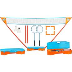 Ensembles de badminton et filets Get & Go Set De Badminton Attachable Junior Bleu/Orange 12 Pièces