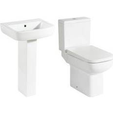 Toilets Cooke & Lewis Fabienne Alpine White Close-Coupled Toilet Full Pedestal Basin