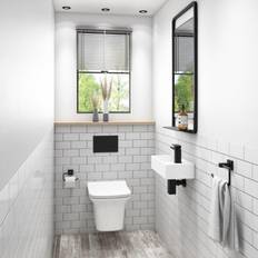 Black Water Toilets Wall Hung Rimless Toilet with Slim Soft Close Seat Santiago