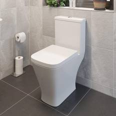 Toilets Square Close Coupled Toilet Modern Bathroom White Ceramic Soft Close Seat WC Pan