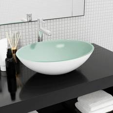 vidaXL Lavabo De Vidrio Blanco 50x37x14 cm