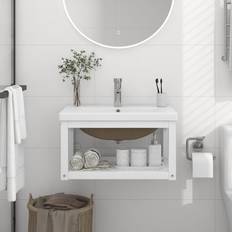 Lavabos de baño vidaXL Estructura De Baño Con Lavabo Incorporado Hierro Blanco