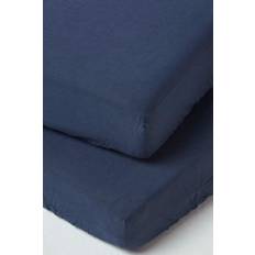 Homescapes Navy Linen Fitted Cot Sheet 2