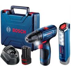 Bosch gsr 120 Bosch Skruvdragare/borr GSR 120-Li; 12 V; 2x2,0 Ah batt. stavlampa GLI 12V-300