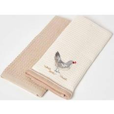 Kitchen Towels Homescapes Rooster Waffle Cotton Tea Kitchen Towel Natural