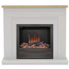 Fireplaces Be Modern Alder Light Grey & Oak Fire Suite