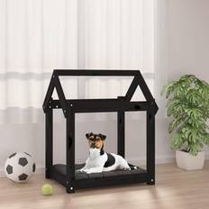 vidaXL Dog Bed Black Solid Wood Pine - Black