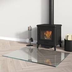 Ethanolkamine vidaXL Fireplace Glass Plate Rectangular 80x60 cm