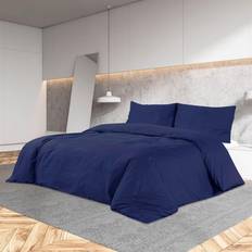 Biancheria da Letto saldi vidaXL Set Blu Marino 140x200 cm in Microfibra Leggera Copripiumino Blu (200x140cm)