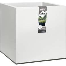 Elho Vivo 40cm Square Plastic Indoor Outdoor Planter with Wheels - Matt White