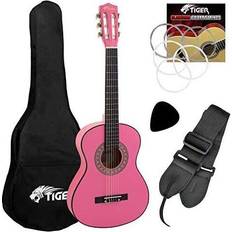 Plektrum Tiger CLG4-PK 3/4 Size Classical Guitar Pack Beginners Package with Accessories Pink