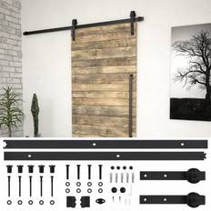 Quincaillerie pour Portes Coulissantes vidaXL Sliding Door Hardware Kit Steel Black 183 cm