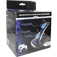 Opladningsstation for 2x PS4-kontroller med farvestærk LED-belysning