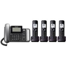 Landline Phones Panasonic KX-TG9582B 2 KX-TGA950B Corded/Cordless Combination Telephone 2-Line DECT 6.0 System