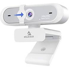 White Webcams NexiGo NexiGo N660P 1080P 60FPS Webcam with Software Control, Dual Microphone & Cover, Autofocus, HD USB Computer Web Camera, for OBS/Zoom/Skype/FaceTime/Teams/Twitch, White