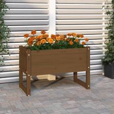 Macetas, Plantas y Cultivo vidaXL Jardinera Madera Maciza De Pino Marrón Miel 78x40x52 cm - Marrón