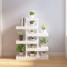 vidaXL plantestativ 85x25x109,5 fyrretræ hvid Plantekasse