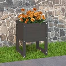 Vasi da Giardino vidaXL Fioriera Grigio 40x40x52.5 cm in Legno Massello di Pino