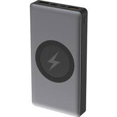 Powerbank med trådløs opladning 10000mah Platinet Powerbank 10000 mAh Dual Input Trådløs Qi Opladning Sølv