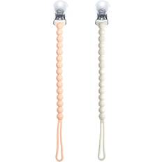 RaZbaby RaZzies Silicone Paci/Teether Holder 2PK Pink & White