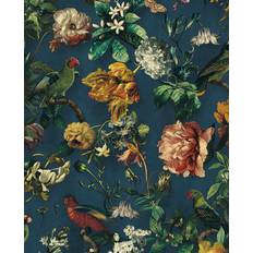 Flowers and Parrots Dark Teal
