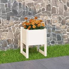 Vasi da Giardino vidaXL Fioriera Bianca 40x40x52.5 cm in Legno Massello di Pino