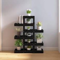 vidaXL Supporto Per Piante Nero 85x25x109,5 cm Legno Massello di Pino