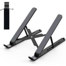 Tonmom Laptop Stand for Desk, Adjustable Laptop Riser ABS Silicone Foldable Portable Laptop Holder, Ventilated Cooling Notebook Stand for 10-15.6” Laptops,Tablet-Black