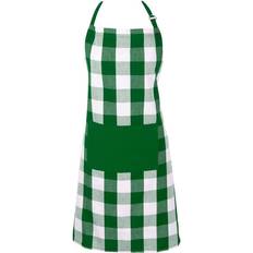 Aprons Design Imports Shamrock Buffalo Check Chefs Apron White, Green