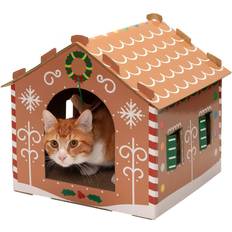 FurHaven Decorated Gingerbread House Corrugated Cat Scratcher Hideout