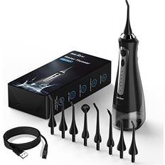 Cordless Water Flosser Dental Oral Irrigator 5 Modes 8 Jet Tips 230ML Portable Rechargeable Waterproof Teeth Cleaner for Home and Travel