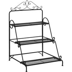 Pots, Plants & Cultivation OutSunny 3 Tier Metal Plant Stand, Ladder Display Flower