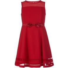 Calvin Klein Girls Dresses Children's Clothing Calvin Klein Big Girl's Illusion Mesh-Hem Dress- Cherry