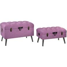 Svart Oppbevaringsbenker Dkd Home Decor Fuchsia Oppbevaringsbenk 81x52cm 2st