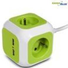 Blau Steckdosenleisten GreenBlue MagicCube 4-power-stik, 2 usb-indgange 1,4 m GB118