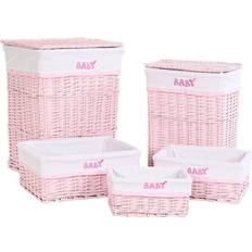 Opbevaringskurve Børneværelse på tilbud Dkd Home Decor of Baskets Pink Polyester wicker 44