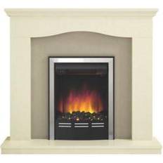 Be Modern Penelope Soft White Suede Effect Fire Suite