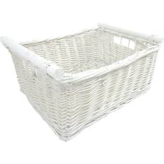 Firewood Baskets (White, Small) Kitchen Log Fireplace Wicker Storage Basket Hamper