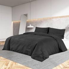 Biancheria da Letto vidaXL Set Nero 225x220 cm in Microfibra Leggera Copripiumino Nero (220x200cm)