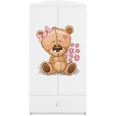 Kocot Kids Babydreams garderobeskab bamse blomster, 2 låger, 1 skuffe hvid laminat