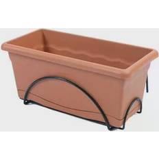Plastiken Jardiniere 50x20 cm Con Vassoio E Supporto Per Balcone - Terracotta