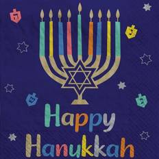 Paper Napkins Amscan Hanukkah Joy Luncheon Napkin, Multicolor, 40/Pack, 2 Packs/Carton (712903) Multicolor