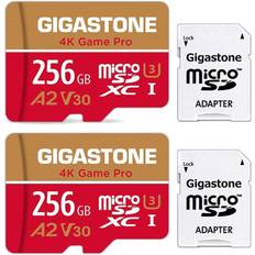 256 GB - microSDXC Memory Cards & USB Flash Drives Gigastone 4K Game Pro MicroSDXC Class 10 UHS-I U3 4K V30 A2 100/60 MB/s 256GB +SD Adapter 2-Pack