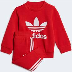 9-12M - Girls Tracksuits Children's Clothing Adidas Kid's Crew Sweatshirt Set - Vivid Red (HK7497)