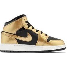 Nike Gold Trainers Nike Air Jordan 1 Mid SE GS - Black/White/Metallic Gold